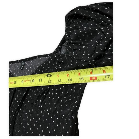 Zaful Black Printed Puff Sleeve Crop Top Size Small - Picture 4 of 8